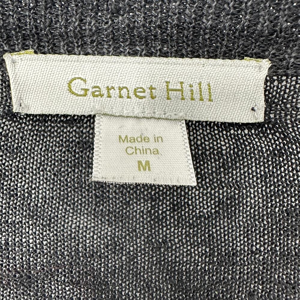 Garnet Hill Womens MEDIUM Black 100% Linen Open Front Cardigan Draped Sweater - Picture 4 of 8